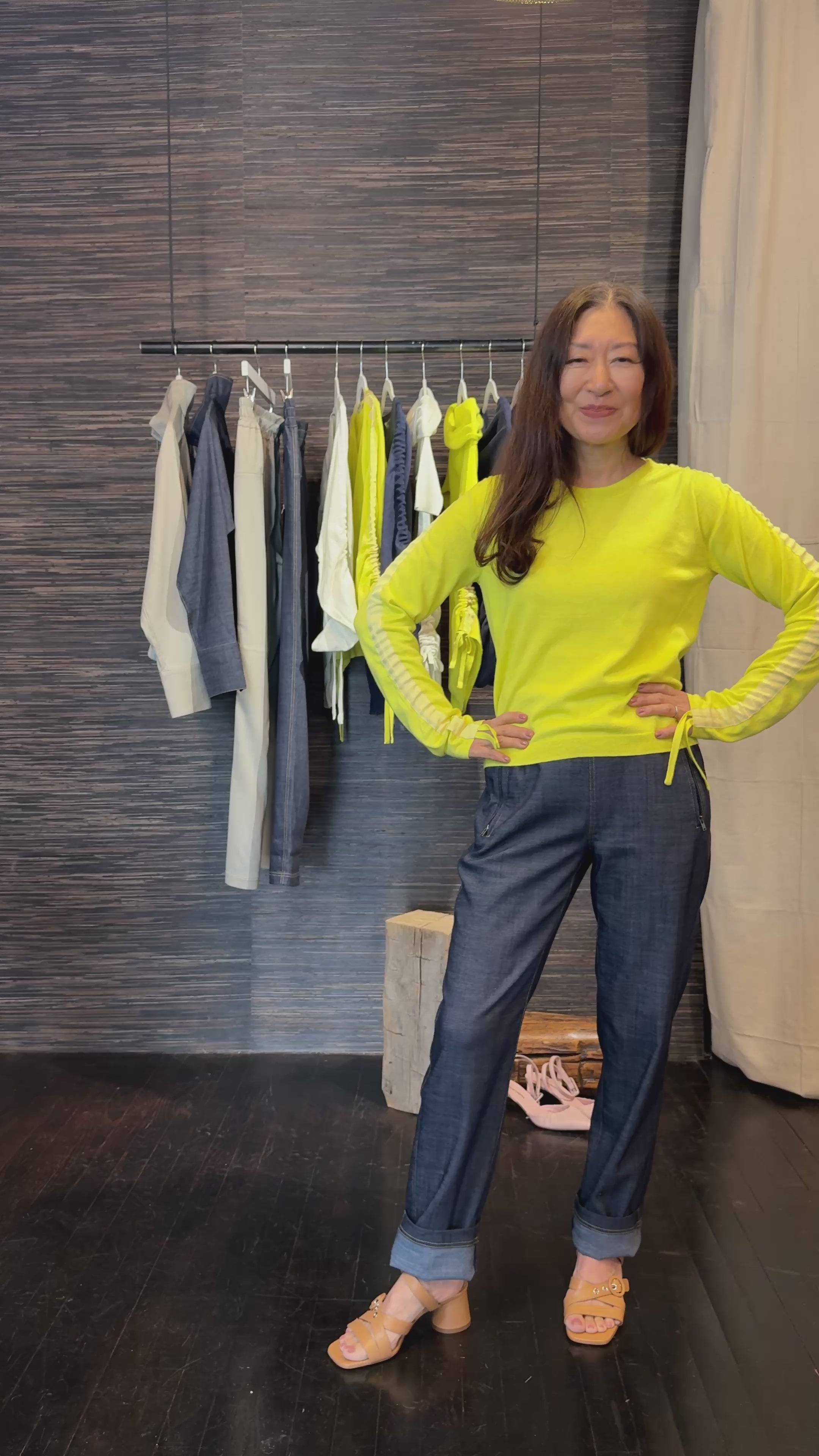 Organic Cotton Blend Crew Neck Knit Top - BRIAR Sweater YUE FENG