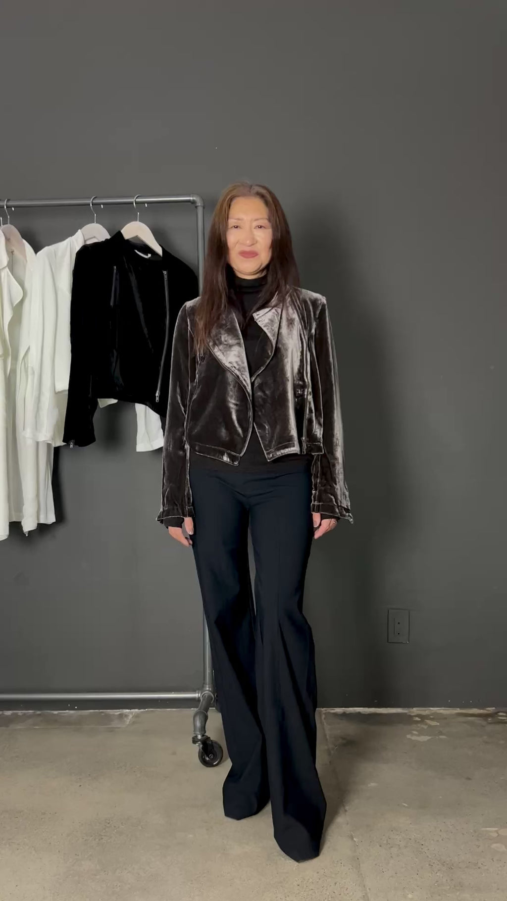 Silk Velvet Moto Jacket - AVERY H24 Jacket GENERAL ORIENT