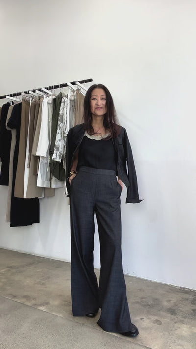 Eco Slub Denim Wide Pants with side vent - VANCE Pant STYLEM