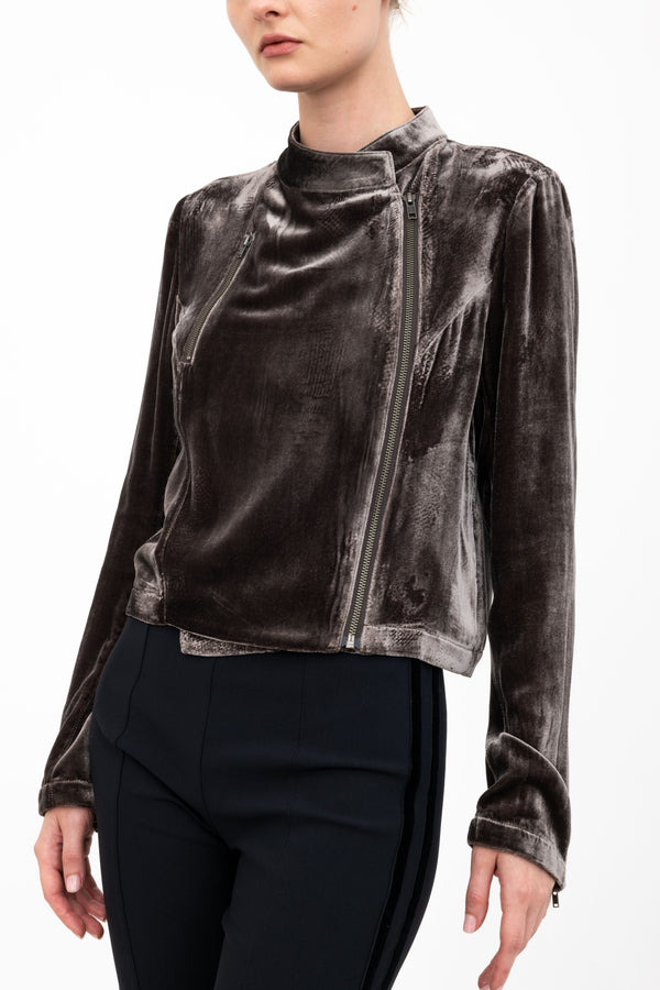 Silk Velvet Moto Jacket - AVERY Jacket GENERAL ORIENT Java Velvet P