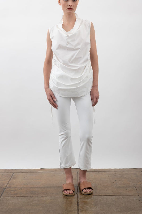 Organic Cotton Bias Drape Neck Dress - VERUSHKA Dress STYLEM White P 