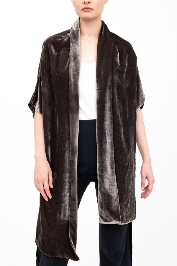 Silk Velvet Shrug with Silk Contrast - AMARI H24 Scarf GENERAL ORIENT   