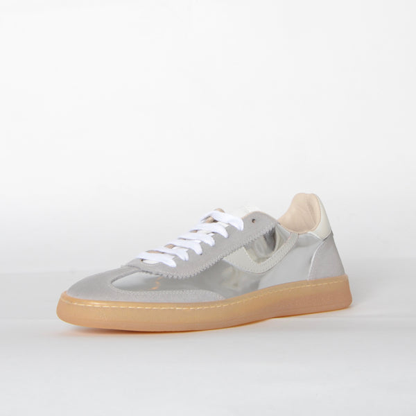 Metallic Silver Sneaker with rubber sole Shoes MOMA   
