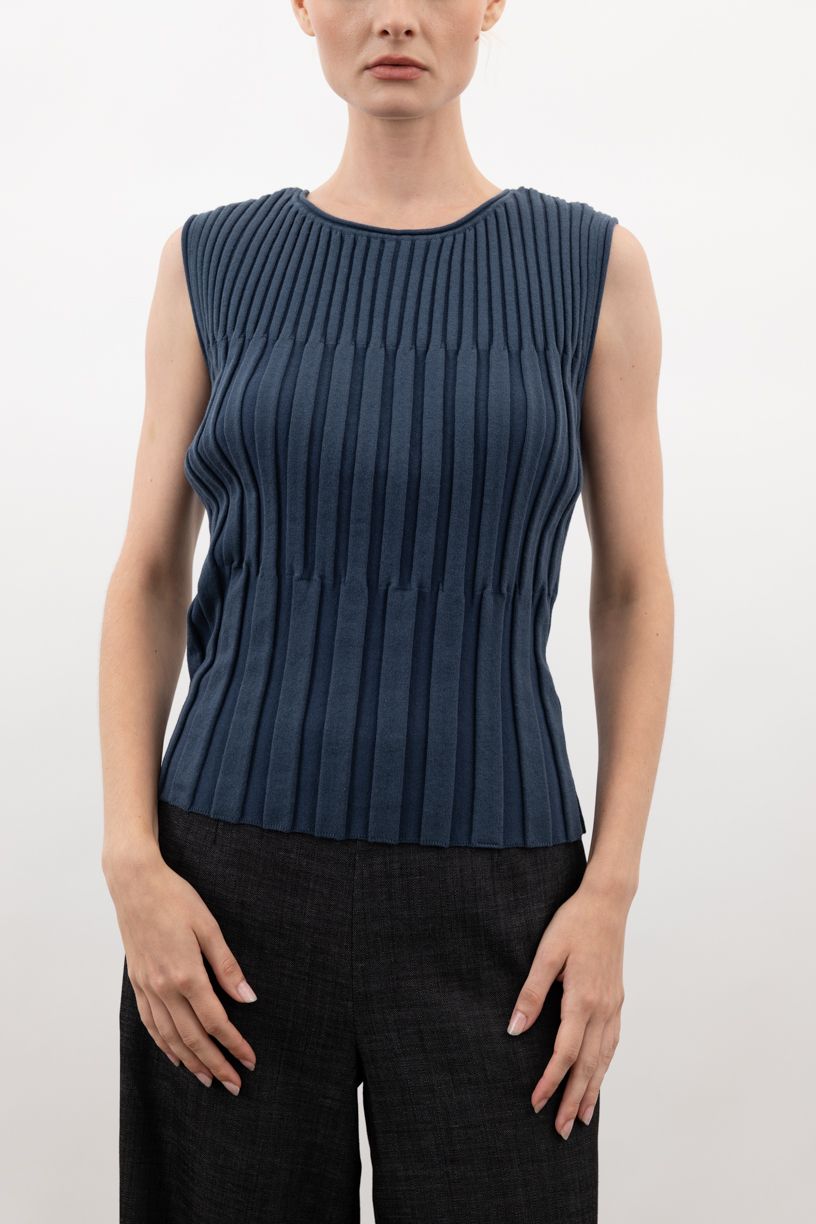 Cotton Step Rib Knit Reversible Tank - WALTINA Sweater STYLEM   
