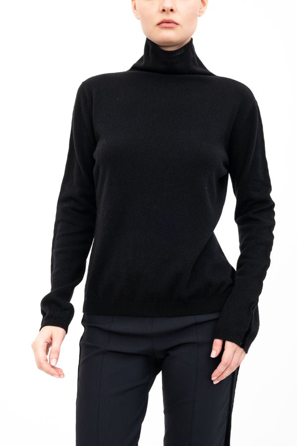 Cashmere Blend Mock Neck Knit Top with Velvet Trim - ALEXIA H24 Sweater STYLEM   