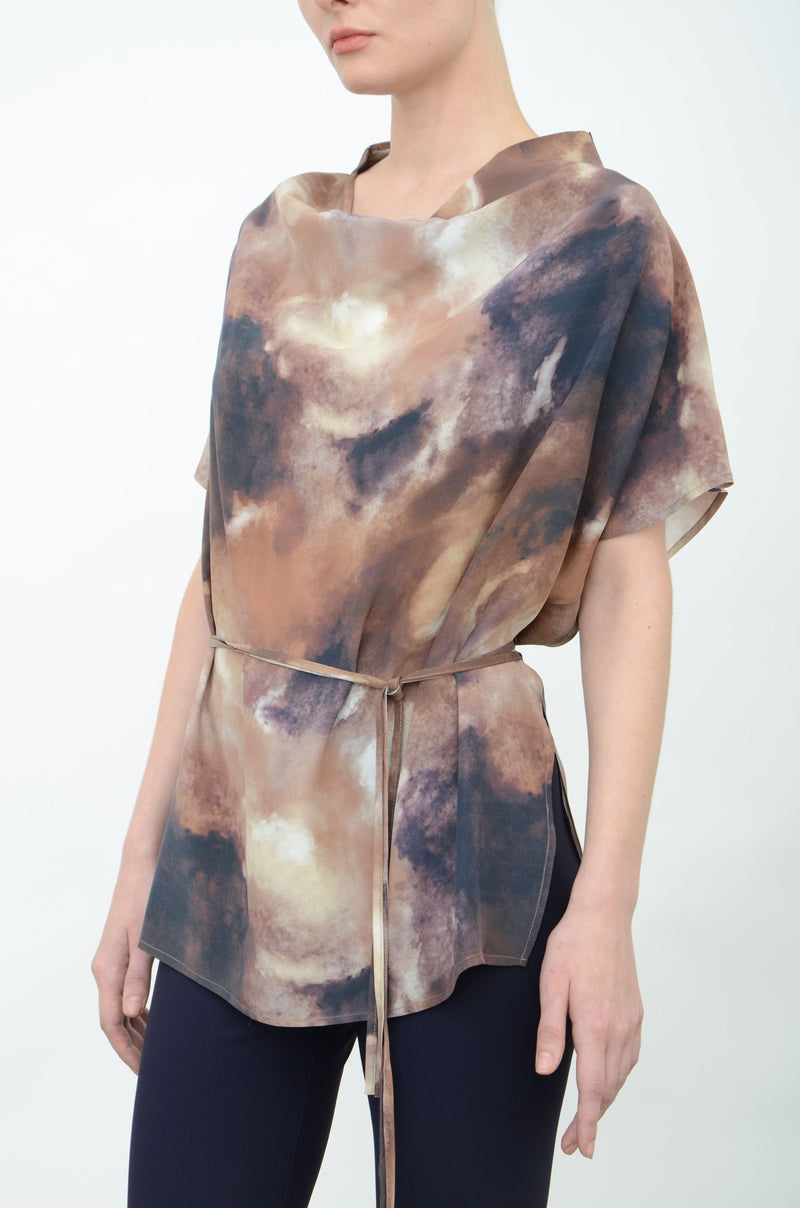 Silk Drape Neck Shell Top with Grosgrain Tape - ARIA FA24 Top GENERAL ORIENT   