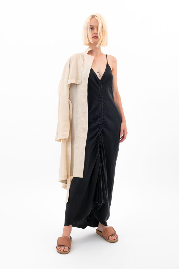 Silky Cupro Long Spaghetti Strap Dress - WILEY Top STYLEM   