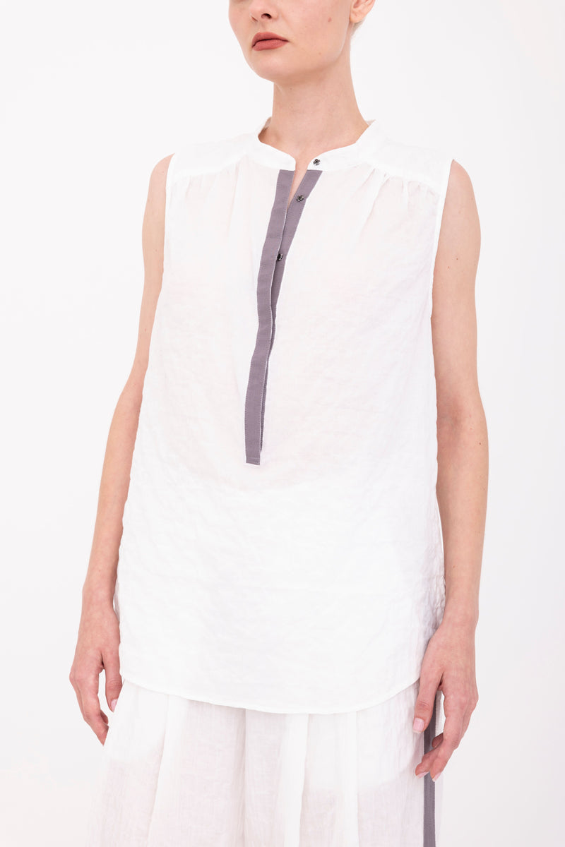 Textured Cotton Button Up Shell Top - BEGONIA Top GENERAL ORIENT