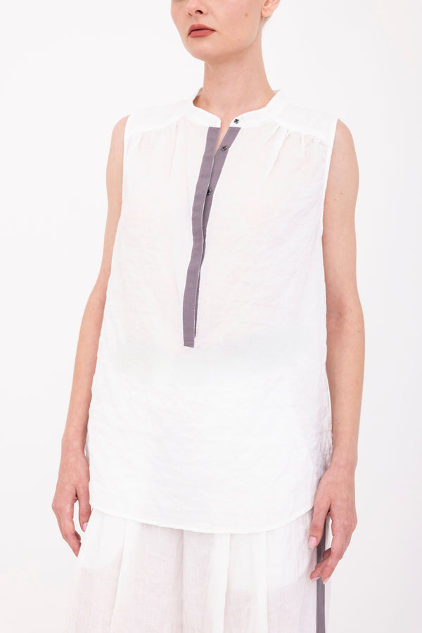 Textured Cotton Button Up Shell Top - BEGONIA