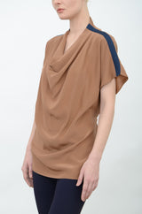 Silk Drape Neck Shell Top with Grosgrain Tape - ARIA FA24 Top GENERAL ORIENT   