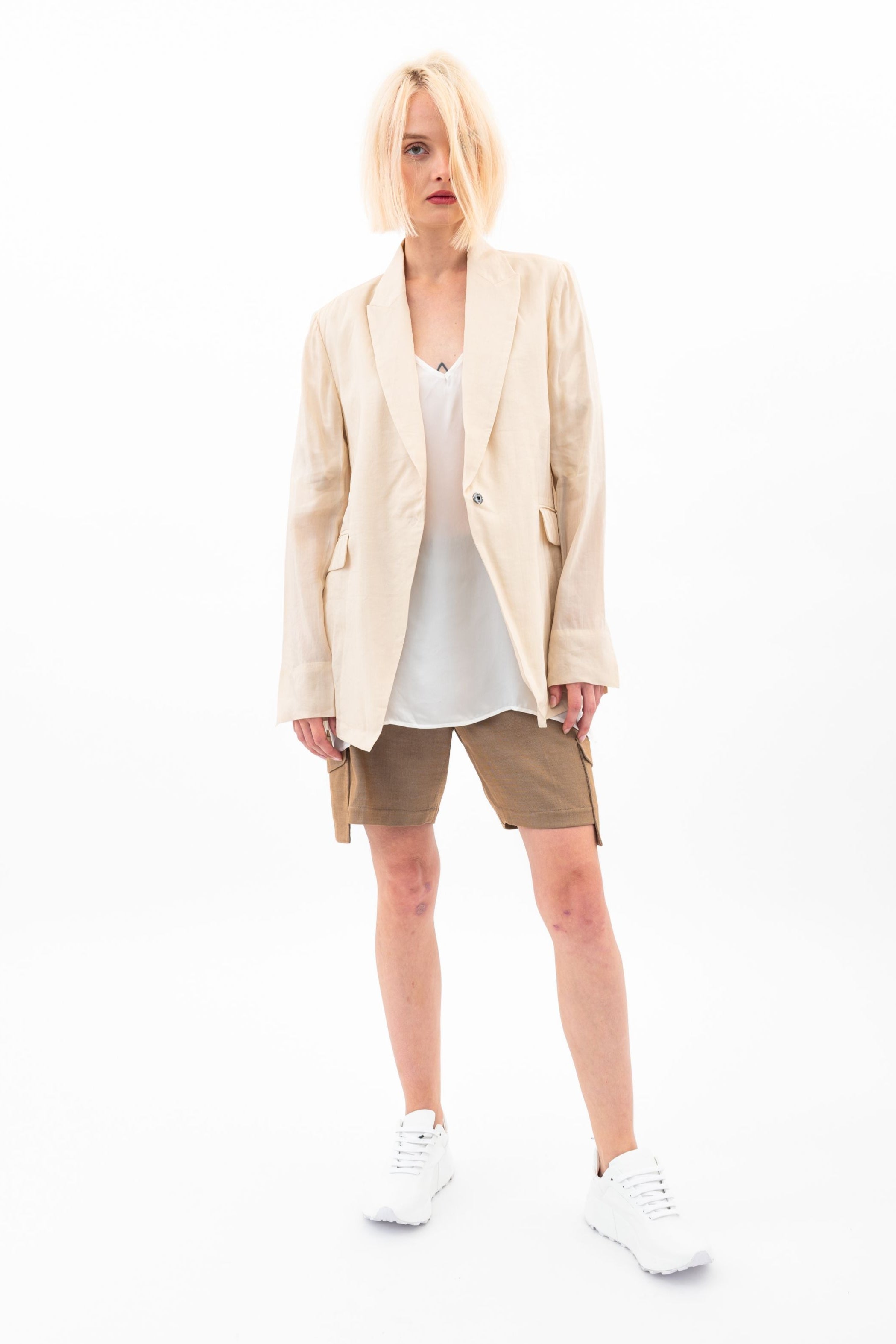 Sheer Ramie Boyfriend Blazer - VERVE Jacket STYLEM   