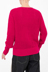 Cotton Waffle Knit Top with Grosgrain Trim - BERNETTE Sweater YUE FENG