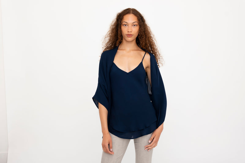 Silk Georgette Asymmetrical Shrug - BEATRIX Jacket GENERAL ORIENT
