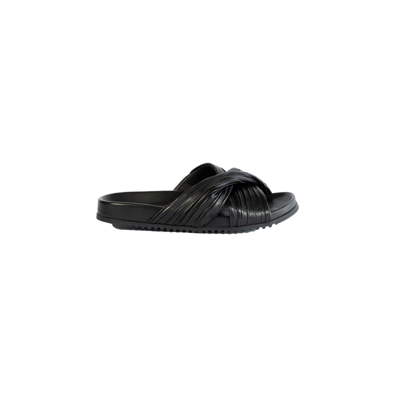 Molded Flat Sandal with Criss Cross Straps by Halmanera Shoes Halmanera Black 36 