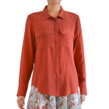 Silk Charmeuse Shirt with flap pocket - TERRAMOR SU2 Shirt General Orient Crimson P 
