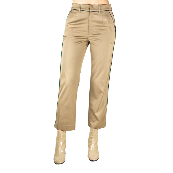 High Power Cupro Cropped Trouser -TARIKA Pant STYLEM Khaki P