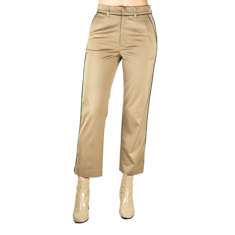 High Power Cupro Cropped Trouser -TARIKA SUM22 Pant STYLEM Khaki P 