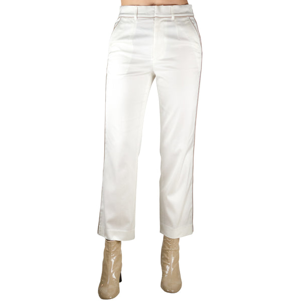 High Power Cupro Cropped Trouser -TARIKA SUM22 Pant STYLEM White P 