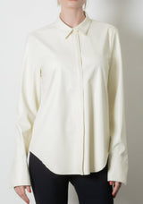 Vegan Leather Shirt - TINA FA/H Shirt STYLEM White P 