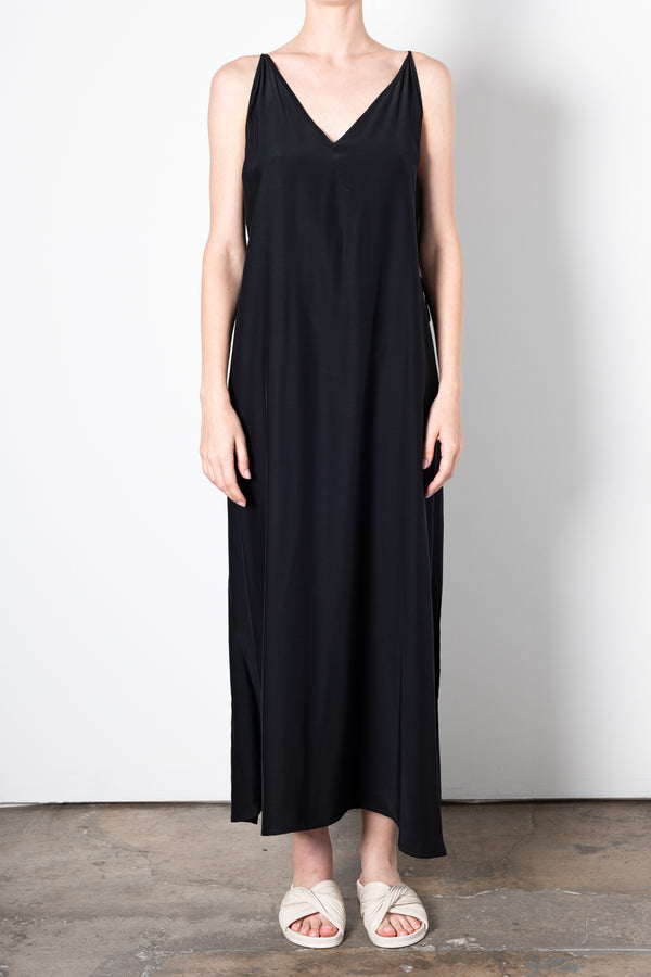 Silk Spaghetti Strap Maxi Dress - ULYSSA SP23 Dress General Orient Black P 