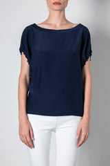 Silk Tee with Drawstrings Sleeve - UPTON SP23 Top General Orient Admiral P 
