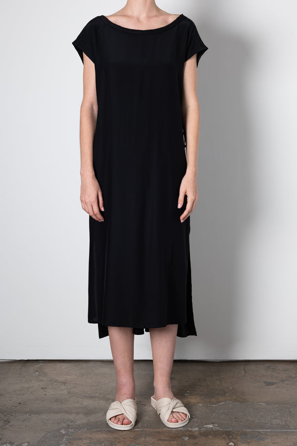 Silk Tee Dress w/ drawstrings - URIELA SP23 Dress General Orient Black P 