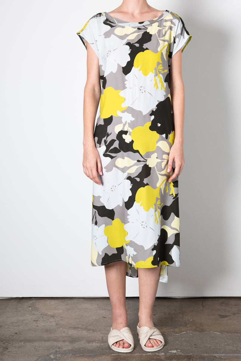 Silk Tee Dress w/ drawstrings - URIELA Dress General Orient Garden Print P 