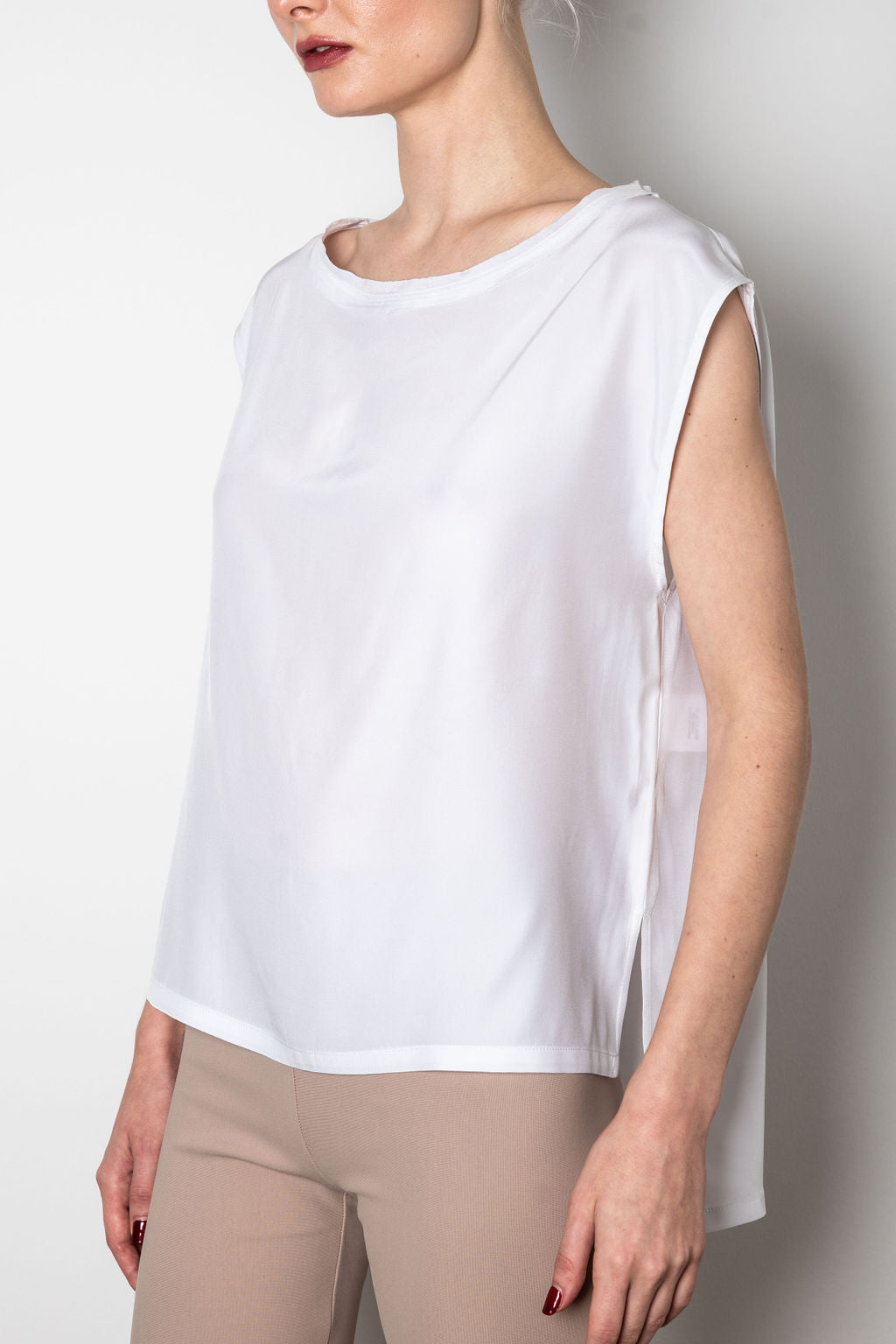 Silk Charmeuse Step Hem Tee - THERON Top General Orient   