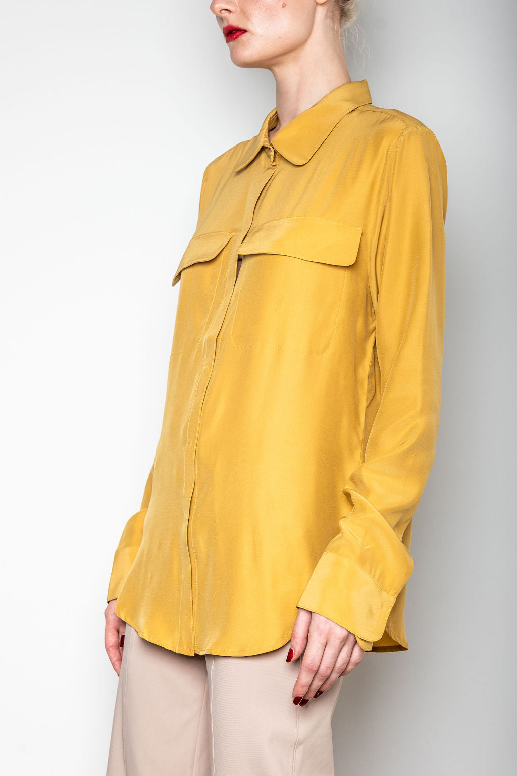 Silk Charmeuse Shirt with flap pocket - TERRAMOR Top General Orient