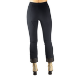 Leather Step Hem Cropped Flare Tech Stretch Leggings - OLGA PERFORATED TRIM Pant STYLEM   