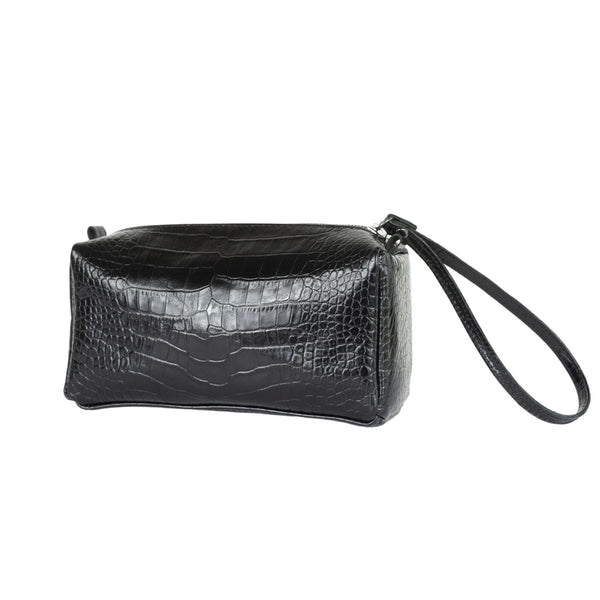 Stamped Croco Leather Zipper Bag - SIMI Bag Elaine Kim Collection   