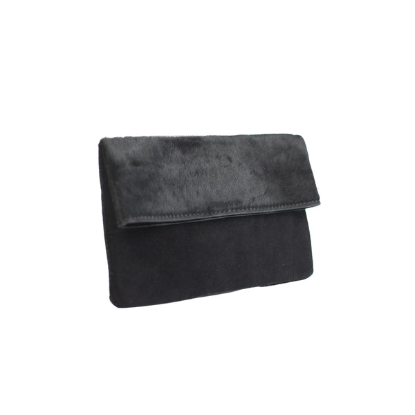 Half Calf and Suede Fold-Over Clutch - SOLIN Bag Elaine Kim Collection   