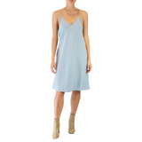 Stretch Linen Dress w/Leather Strap -TEONI Dress STYLEM Cerulean Blue P 