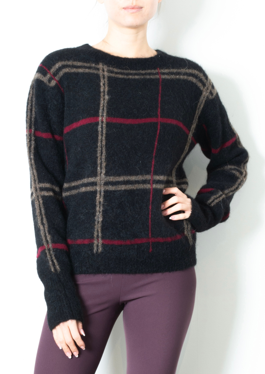 Alpaca Jacquard Crew Neck Sweater -THELMA Sweater STYLEM   