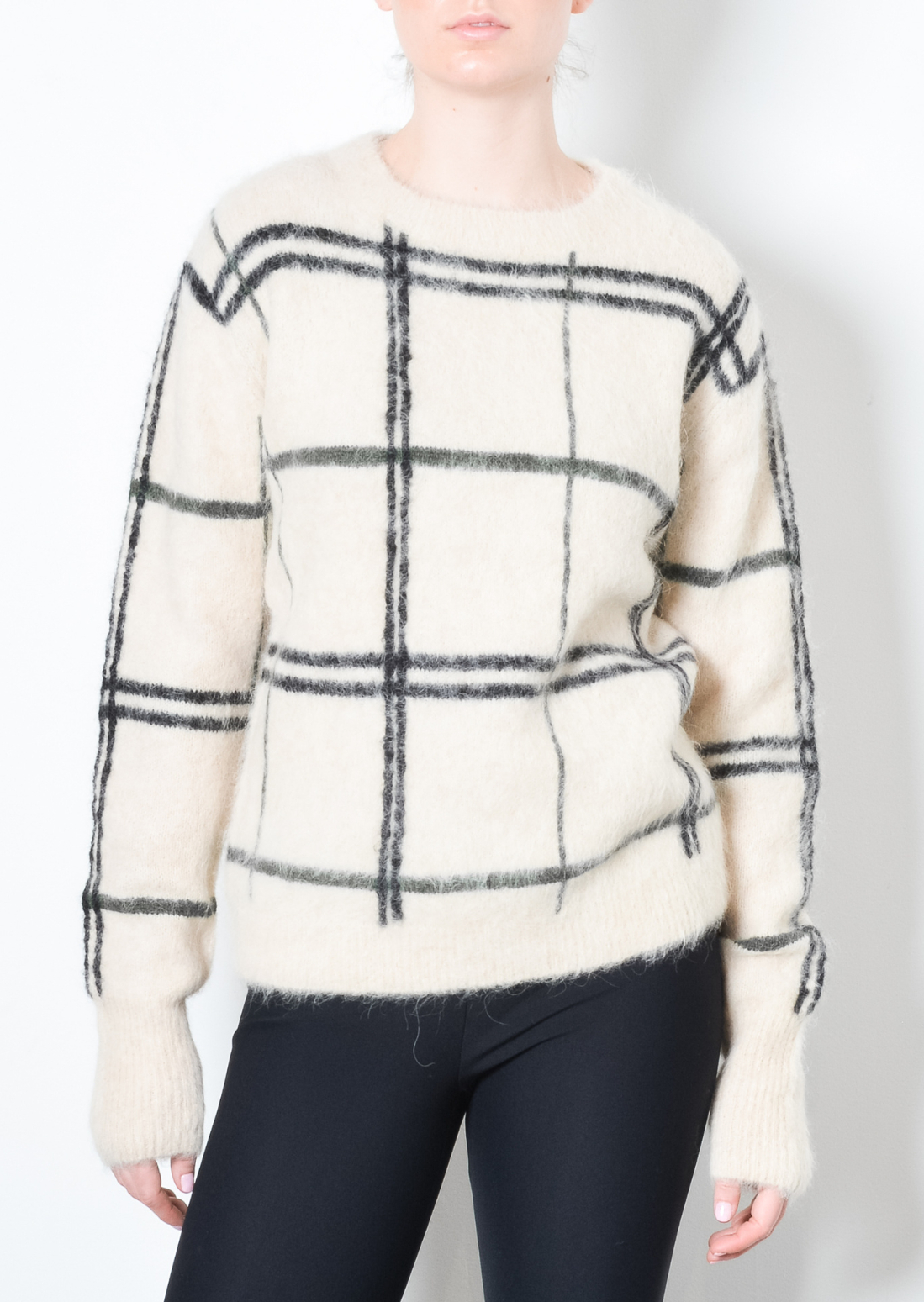 Alpaca Jacquard Crew Neck Sweater -THELMA Sweater STYLEM Mushroom mix P 