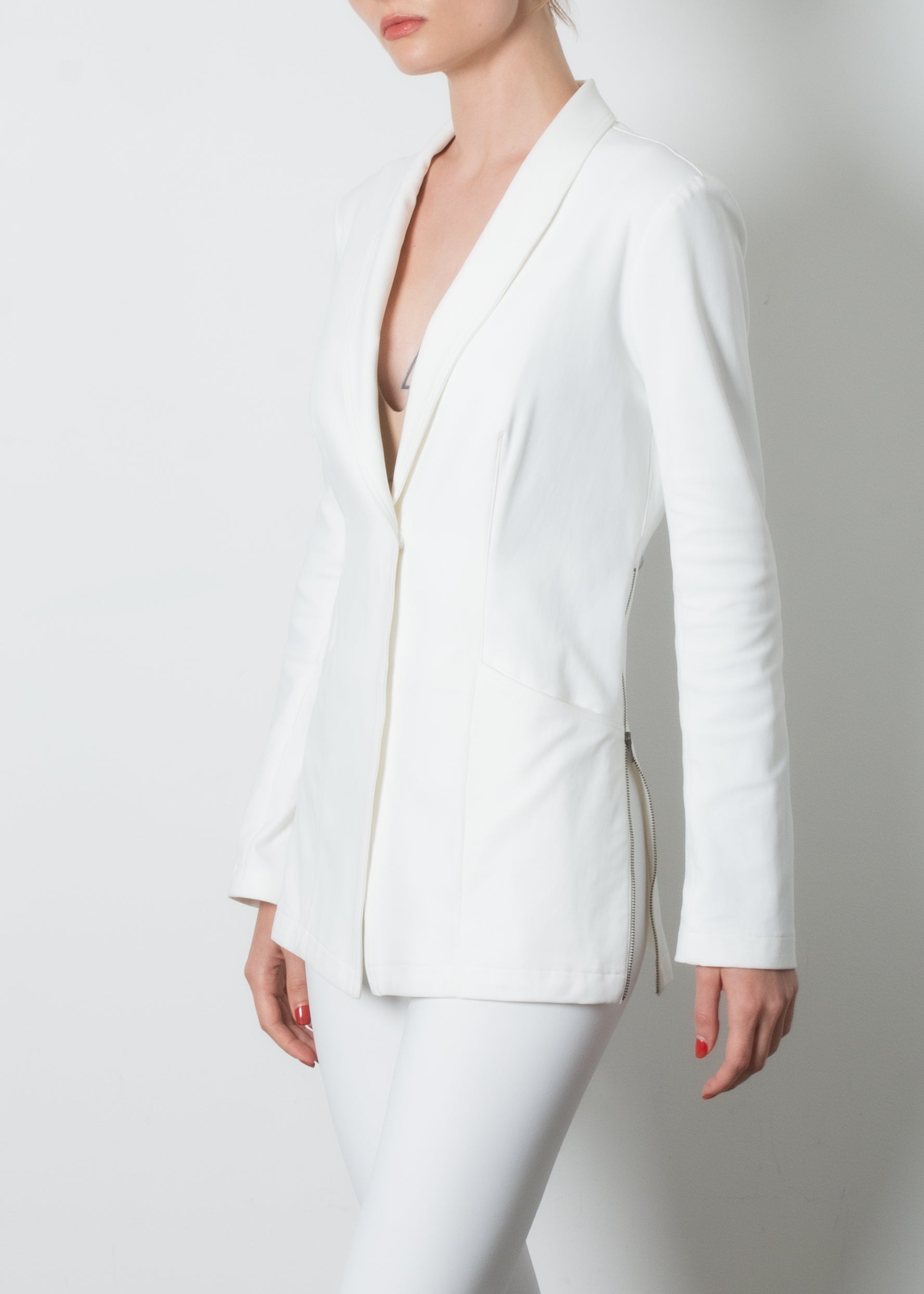 Stretch Shawl Collar Blazer with Zipper - TAMARA CORE Coat STYLEM   