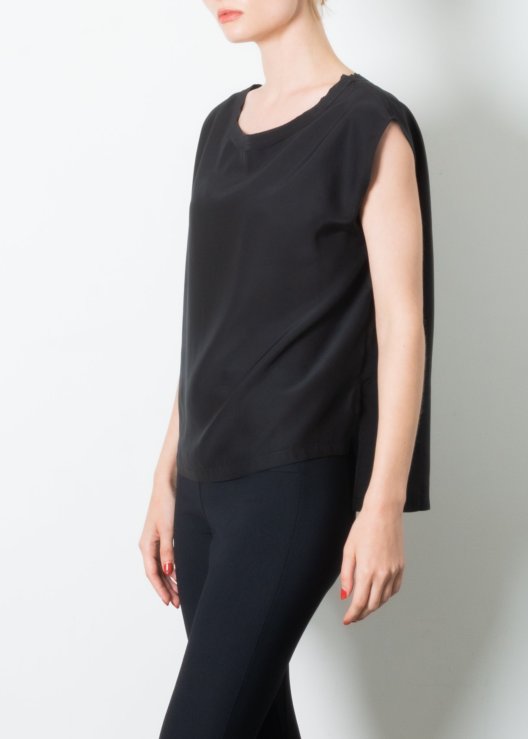Silk Charmeuse Step Hem Tee - THERON Top General Orient   