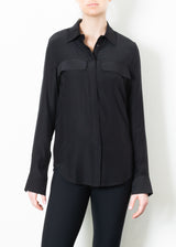 Silk Charmeuse Shirt with flap pocket - TERRAMOR F3 Top GENERAL ORIENT   