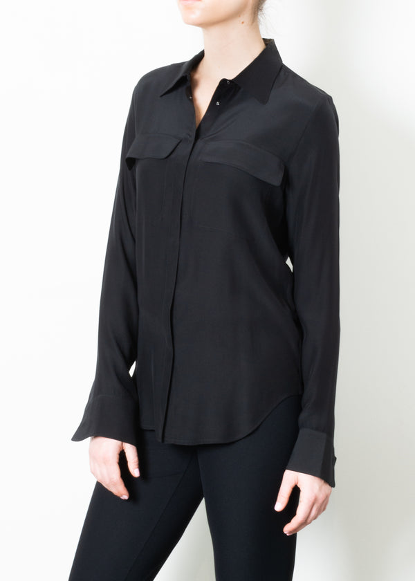 Silk Charmeuse Shirt with flap pocket - TERRAMOR FALL Top GENERAL ORIENT   