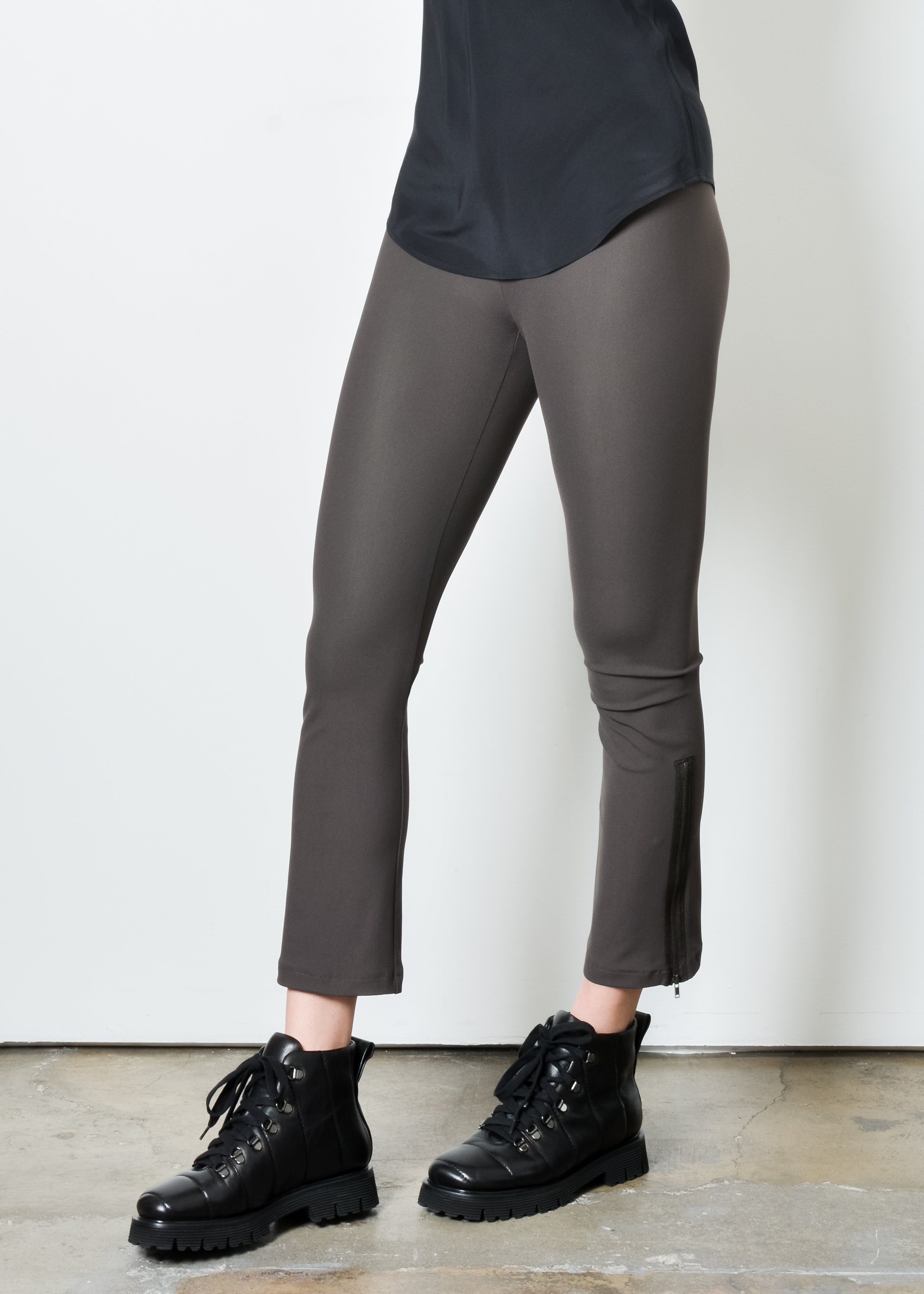 Tech Stretch Cropped Side Zip Pant - MITRA Pant STYLEM Espresso P