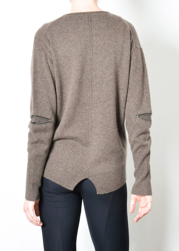 Cashmere V Neck Sweater with Zip Trim - TEMPLETON Sweater STYLEM   