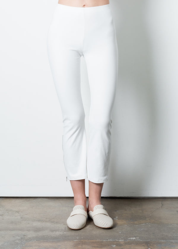 Tech Stretch Cropped Side Zip Legging - MITRA CORE Pant STYLEM White P 