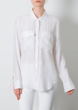 Silk Charmeuse Shirt with flap pocket - TERRAMOR CORE Shirt General Orient White P 
