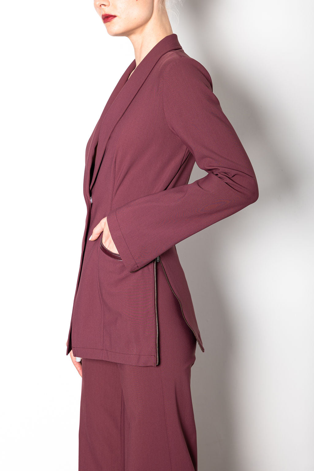 Tech Stretch Shawl Collar Blazer with Zipper - TAMARA F2 Coat STYLEM   