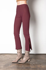 Tech Stretch Cropped Side Zip Legging - MITRA FALL22 Pant STYLEM Bordeaux P 