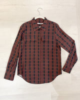 Silk Charmeuse Shirt with flap pocket - TERRAMOR F3 Top GENERAL ORIENT Bordeaux Check P 