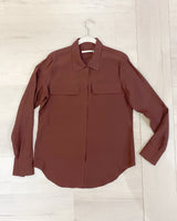 Silk Charmeuse Shirt with flap pocket - TERRAMOR F3 Top GENERAL ORIENT Bordeaux P 