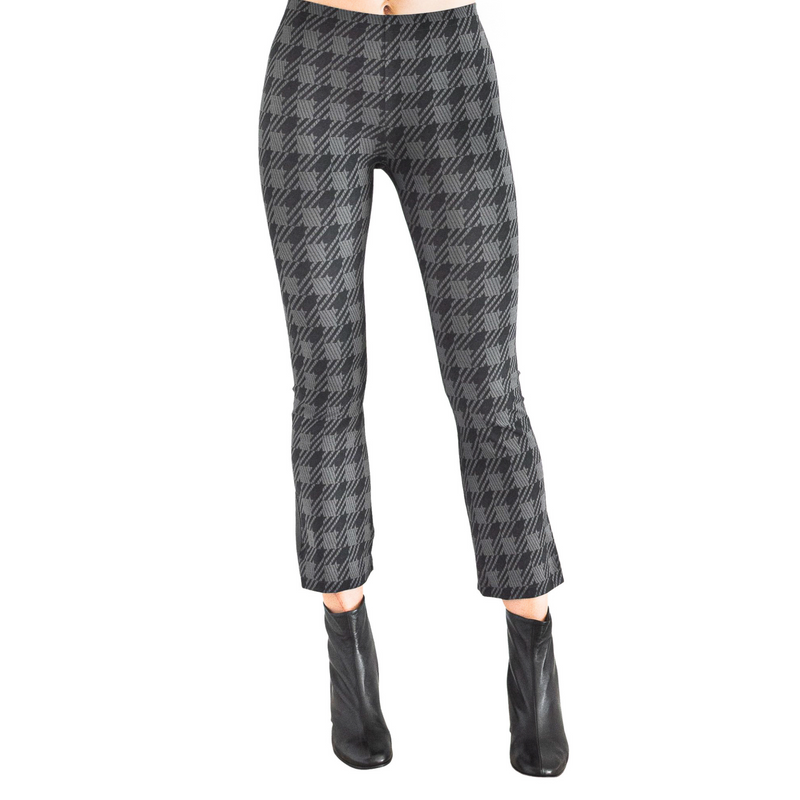 Tech Stretch Cropped Flare Leggings - MITA Pant STYLEM Houndstooth P 
