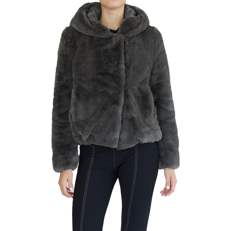 Faux Fur Hooded Bomber Jacket - RIYAD Coat Elaine Kim Iron P 