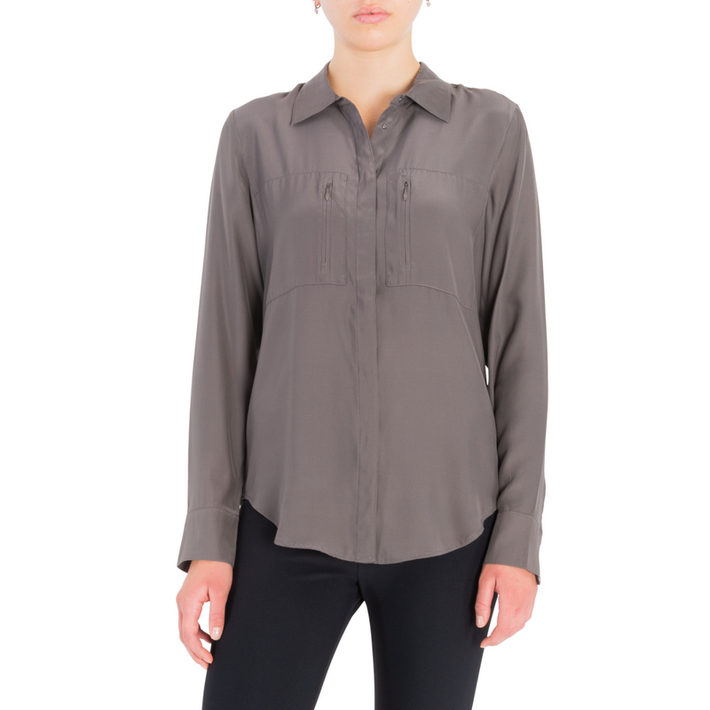Silk Blouse with Pockets - ROSSMORE – Elaine Kim Collection